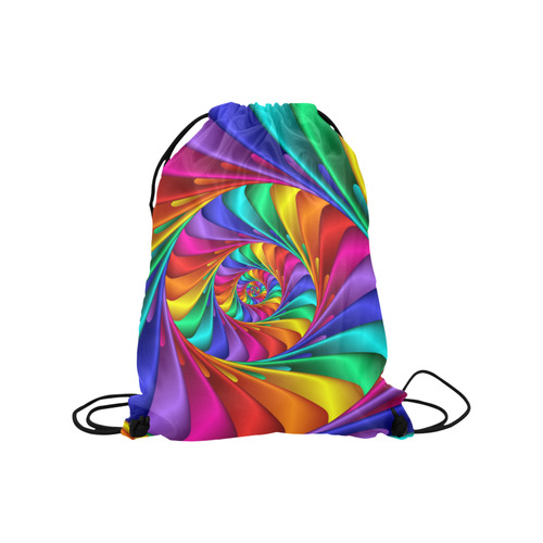 Psychedelic Rainbow Spiral Medium Drawstring Bag Model 1604 (Twin Sides) 13.8"(W) * 18.1"(H)