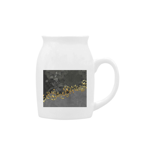 Vintage design in grey and gold Milk Cup (Small) 300ml