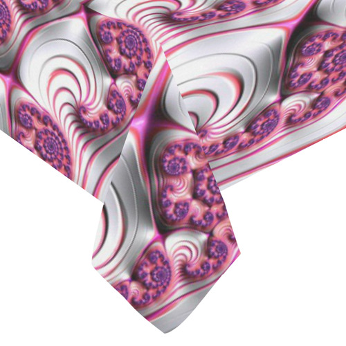 Pink Candy Divinity Fudge Fractal Art Cotton Linen Tablecloth 60"x 104"