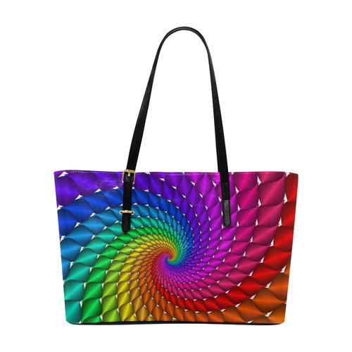 Psychedelic Rainbow Spiral Euramerican Tote Bag/Large (Model 1656)