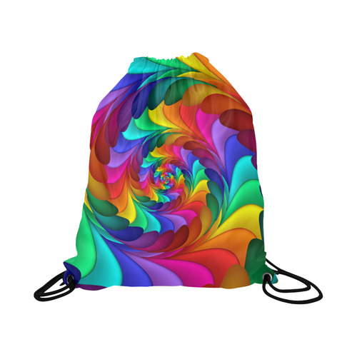 Psychedelic Rainbow Spiral Large Drawstring Bag Model 1604 (Twin Sides)  16.5"(W) * 19.3"(H)