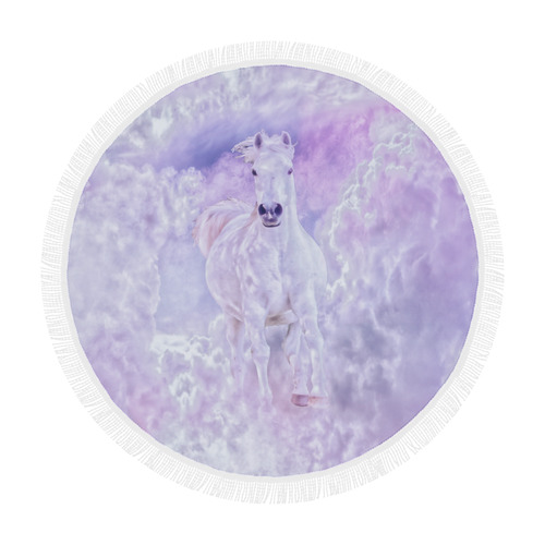 Romantic Horse Of Clouds Circular Beach Shawl 59"x 59"