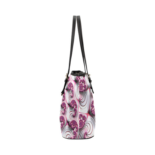 Pink Candy Divinity Fudge Fractal Art Leather Tote Bag/Large (Model 1651)