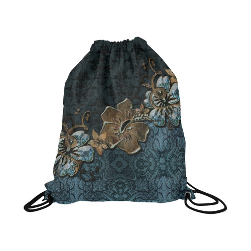 Beautidul vintage design in blue colors Large Drawstring Bag Model 1604 (Twin Sides)  16.5"(W) * 19.3"(H)