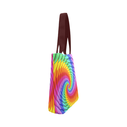 Psychedelic Rainbow Spiral Canvas Tote Bag (Model 1657)