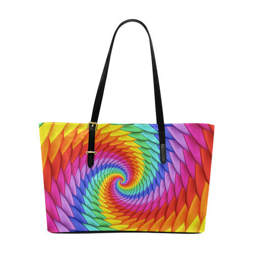 Psychedelic Rainbow Spiral Euramerican Tote Bag/Large (Model 1656)