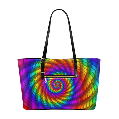 Psychedelic Rainbow Spiral Euramerican Tote Bag/Large (Model 1656)