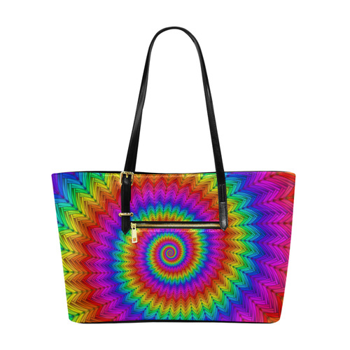 Psychedelic Rainbow Spiral Euramerican Tote Bag/Large (Model 1656)