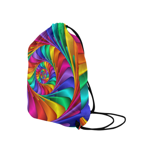 Psychedelic Rainbow Spiral Large Drawstring Bag Model 1604 (Twin Sides)  16.5"(W) * 19.3"(H)