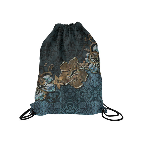 Beautidul vintage design in blue colors Medium Drawstring Bag Model 1604 (Twin Sides) 13.8"(W) * 18.1"(H)