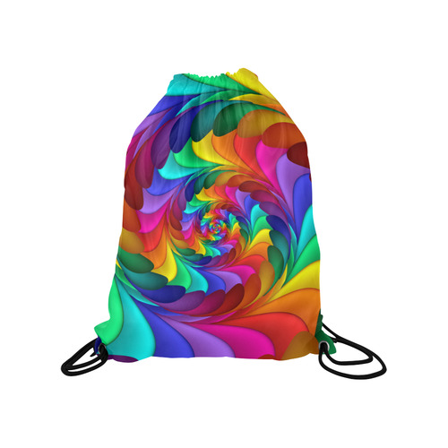 Psychedelic Rainbow Spiral Medium Drawstring Bag Model 1604 (Twin Sides) 13.8"(W) * 18.1"(H)