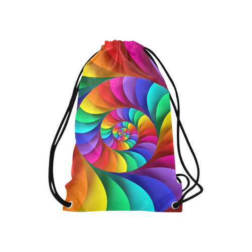 Psychedelic Rainbow Spiral Small Drawstring Bag Model 1604 (Twin Sides) 11"(W) * 17.7"(H)