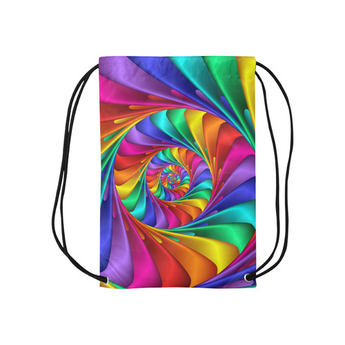 Psychedelic Rainbow Spiral Small Drawstring Bag Model 1604 (Twin Sides) 11"(W) * 17.7"(H)