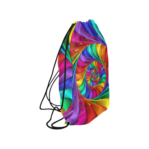 Psychedelic Rainbow Spiral Small Drawstring Bag Model 1604 (Twin Sides) 11"(W) * 17.7"(H)