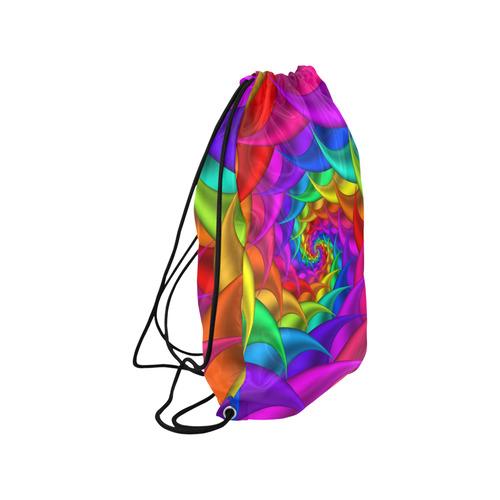 Psychedelic Rainbow Spiral Small Drawstring Bag Model 1604 (Twin Sides) 11"(W) * 17.7"(H)