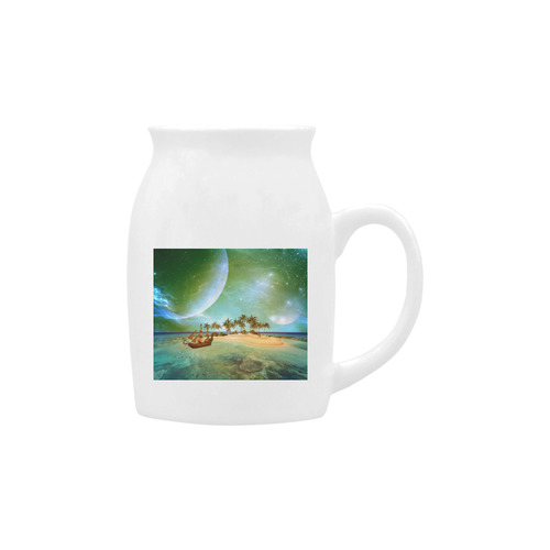 Wonderful seascape with island and ship Milk Cup (Small) 300ml