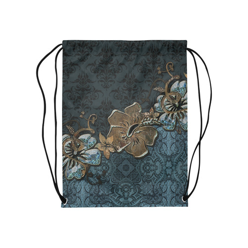 Beautidul vintage design in blue colors Medium Drawstring Bag Model 1604 (Twin Sides) 13.8"(W) * 18.1"(H)