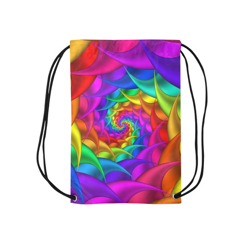 Psychedelic Rainbow Spiral Small Drawstring Bag Model 1604 (Twin Sides) 11"(W) * 17.7"(H)