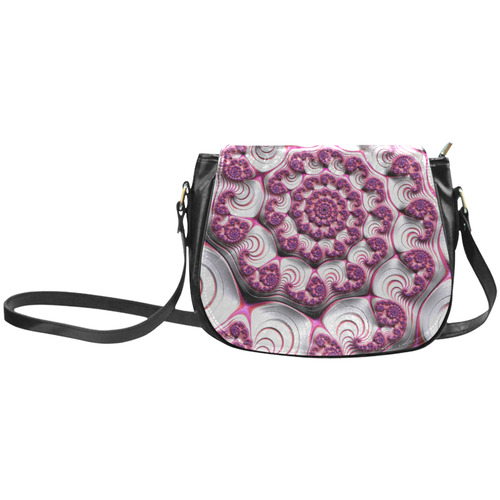 Pink Candy Divinity Fudge Fractal Art Classic Saddle Bag/Large (Model 1648)