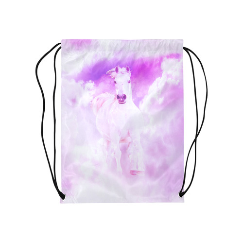 Romantic Pink Horse In The Sky Medium Drawstring Bag Model 1604 (Twin Sides) 13.8"(W) * 18.1"(H)