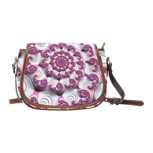Pink Candy Divinity Fudge Fractal Art Saddle Bag/Large (Model 1649)