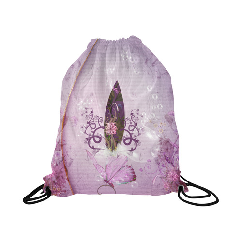 Sport, surfing in purple colors Large Drawstring Bag Model 1604 (Twin Sides)  16.5"(W) * 19.3"(H)