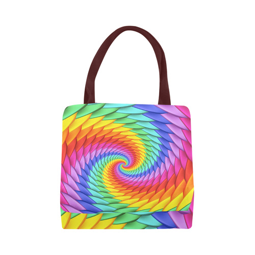 Psychedelic Rainbow Spiral Canvas Tote Bag (Model 1657)