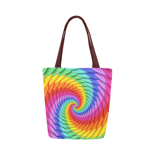 Psychedelic Rainbow Spiral Canvas Tote Bag (Model 1657)