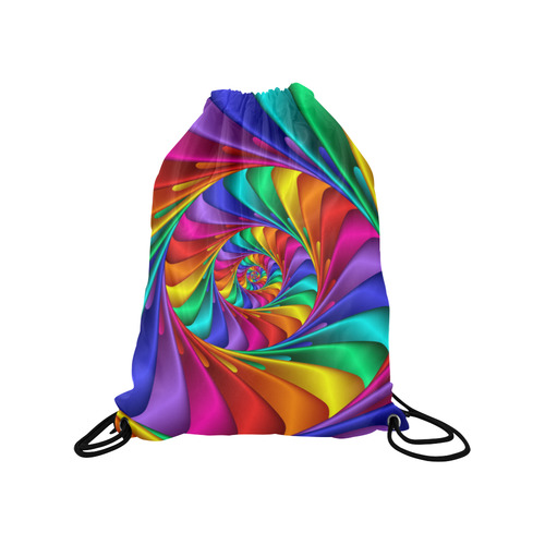 Psychedelic Rainbow Spiral Medium Drawstring Bag Model 1604 (Twin Sides) 13.8"(W) * 18.1"(H)