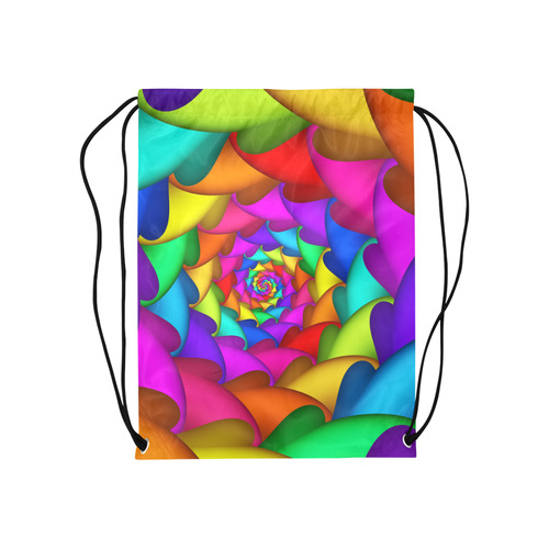 Psychedelic Rainbow Spiral Medium Drawstring Bag Model 1604 (Twin Sides) 13.8"(W) * 18.1"(H)