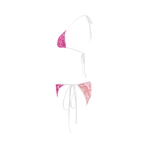 heart background pink Custom Bikini Swimsuit