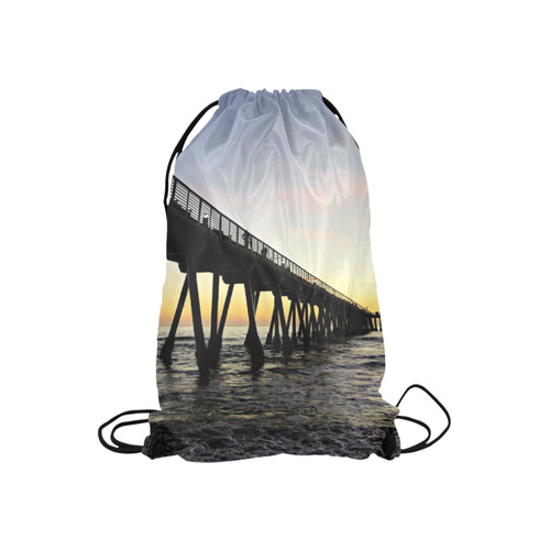 meet at the pier, yellow sunset Small Drawstring Bag Model 1604 (Twin Sides) 11"(W) * 17.7"(H)