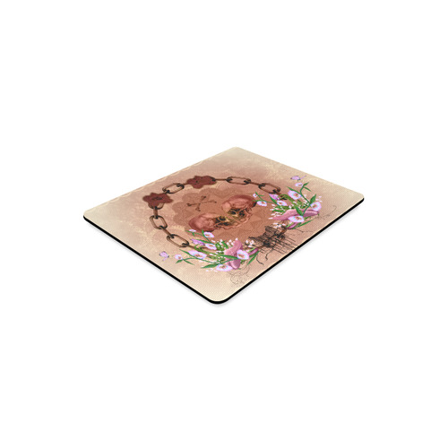 Awesome skulls with flowres Rectangle Mousepad