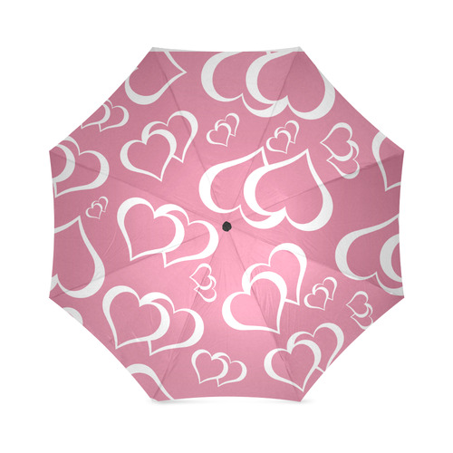 Cute pink Hearts Foldable Umbrella (Model U01)