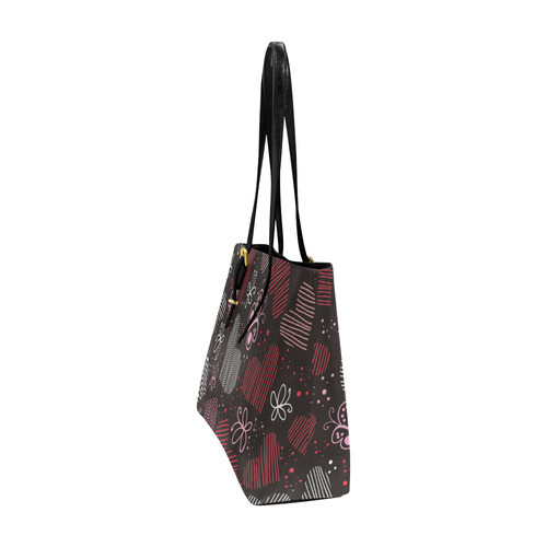 Doodle Hearts Tote Euramerican Tote Bag/Large (Model 1656)