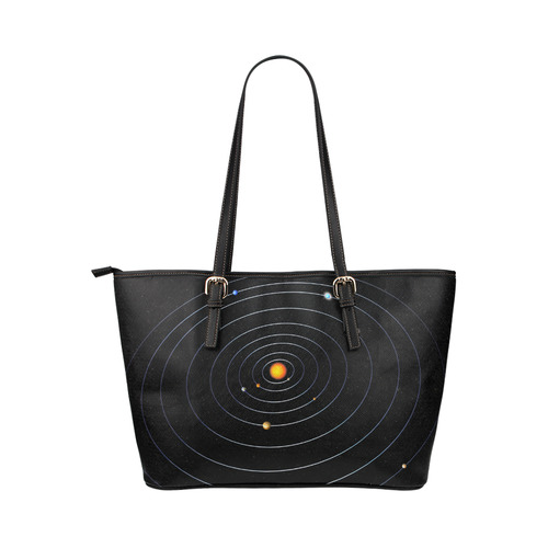 Our Solar System Leather Tote Bag/Small (Model 1651)