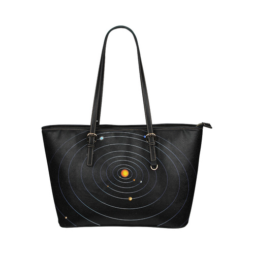 Our Solar System Leather Tote Bag/Large (Model 1651)