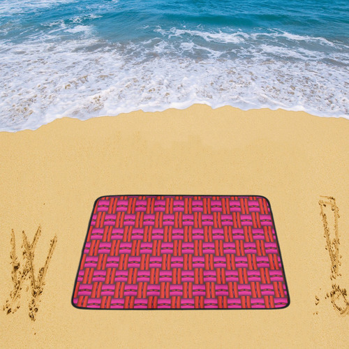 Red Pink Basket Weave Beach Mat 78"x 60"