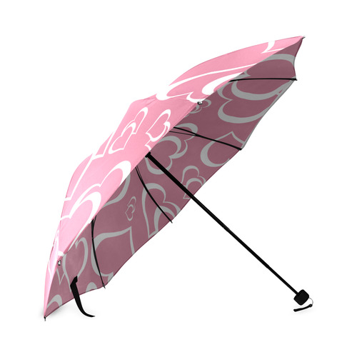 Cute pink Hearts Foldable Umbrella (Model U01)