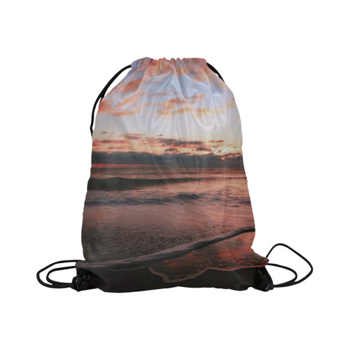 Stunning sunset on the beach 1 Large Drawstring Bag Model 1604 (Twin Sides)  16.5"(W) * 19.3"(H)