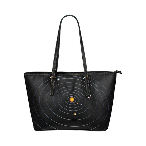 Our Solar System Leather Tote Bag/Small (Model 1651)