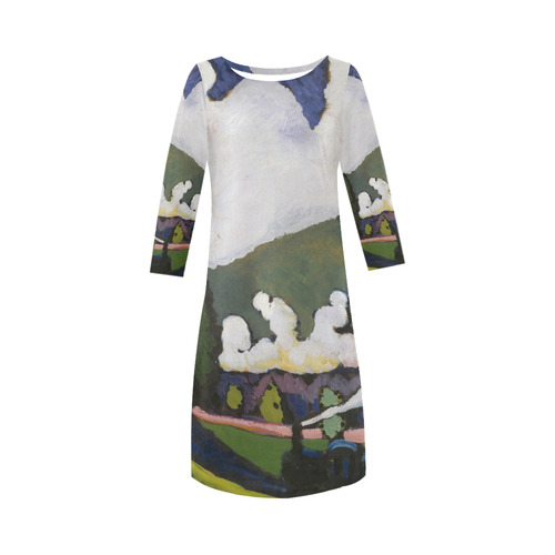 Kandinsky Landscape Murnau Locomotive Round Collar Dress (D22)