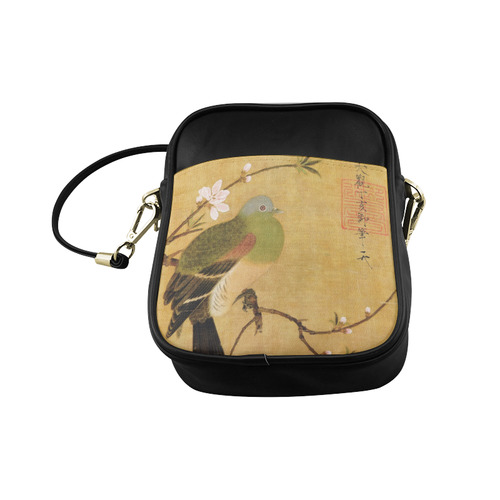 Turtledove on Peach Branch Chinese Nature Painting Sling Bag (Model 1627)
