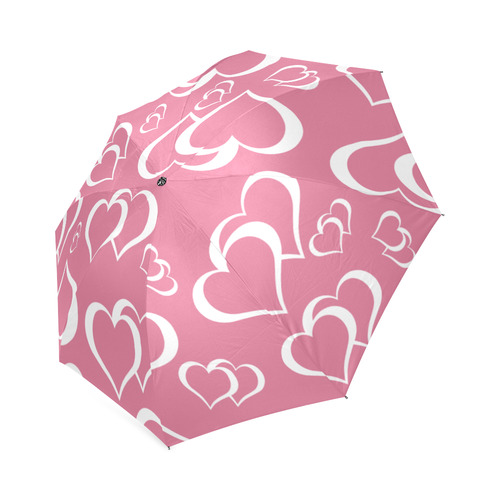 Cute pink Hearts Foldable Umbrella (Model U01)