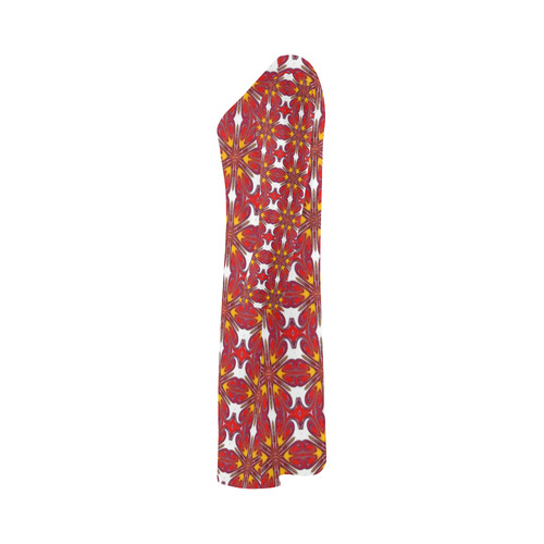 Red and Yellow Geometric Bateau A-Line Skirt (D21)