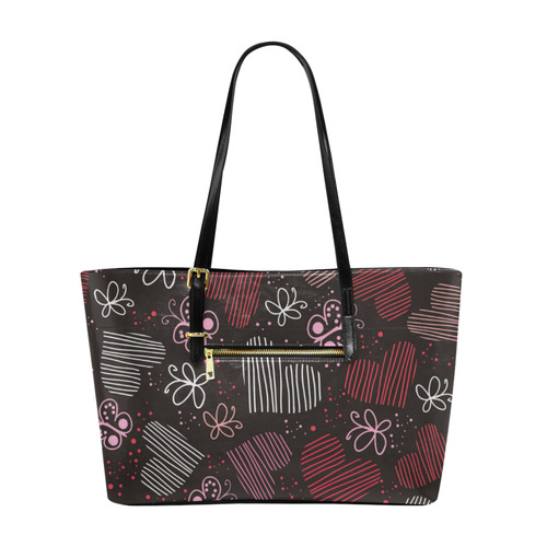 Doodle Hearts Tote Euramerican Tote Bag/Large (Model 1656)