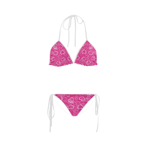 heart background pink Custom Bikini Swimsuit