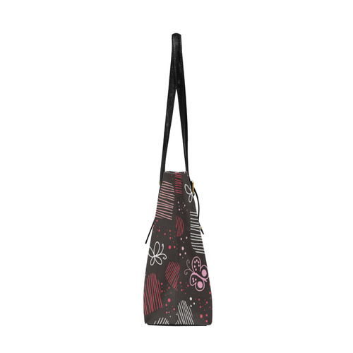 Doodle Hearts Tote Euramerican Tote Bag/Large (Model 1656)