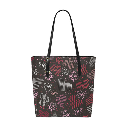 Doodle Hearts Tote Euramerican Tote Bag/Small (Model 1655)