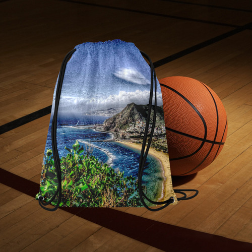 Travel-painted Tenerife Large Drawstring Bag Model 1604 (Twin Sides)  16.5"(W) * 19.3"(H)